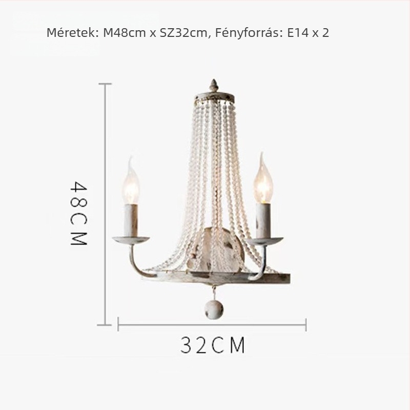 Morino Lighting Vintage falikar kristályos kovácsoltvas kivitel – amerikai country, francia retro stílus