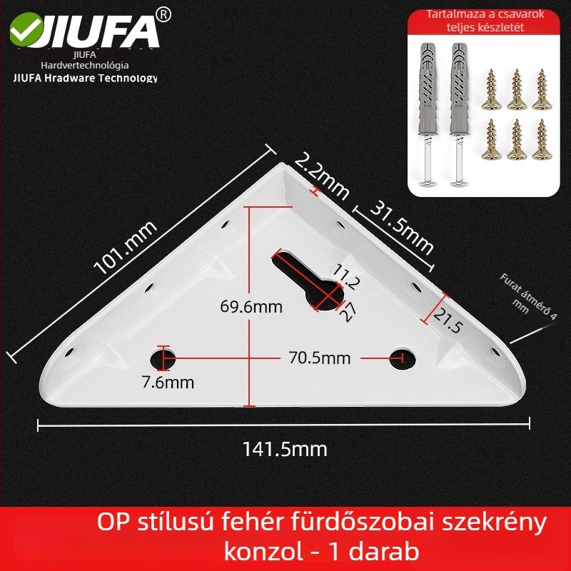 Fürdőszobai szekrény sarokvasak készlet, háromoldalas rögzített derékszögű sarokvasak, acélból