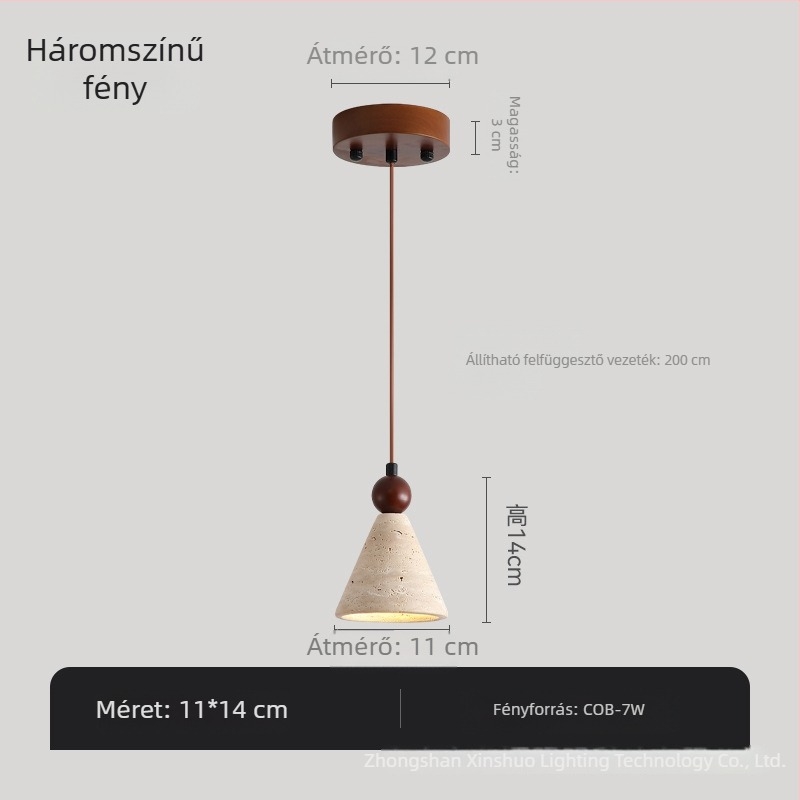 Japán stílusú, sárga travertin, vintage wabi-sabi függesztőlámpa hálószoba, nappali és folyosó