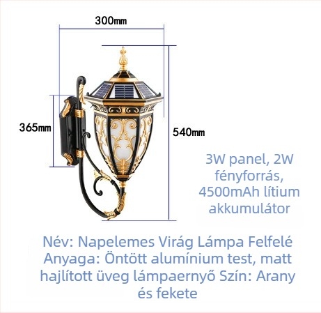 Napenergiás európai stílusú külső falikar udvarra és folyosóra – LED tájvilágítás