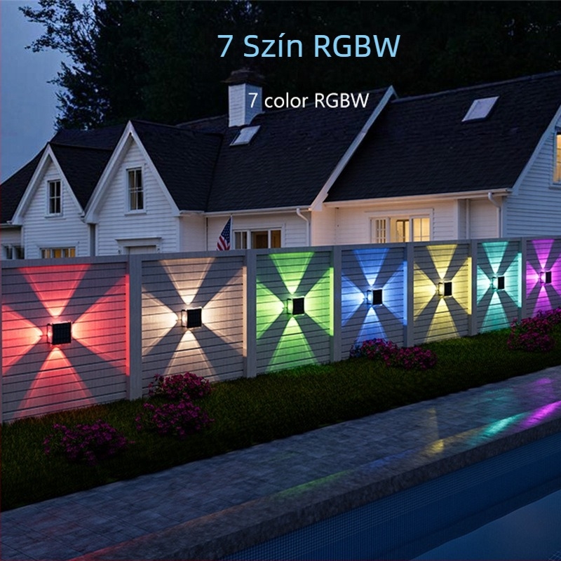 Napelemes falikar villa, udvar, kert és terasz számára — kültéri vízálló RGB hangulatvilágítás
