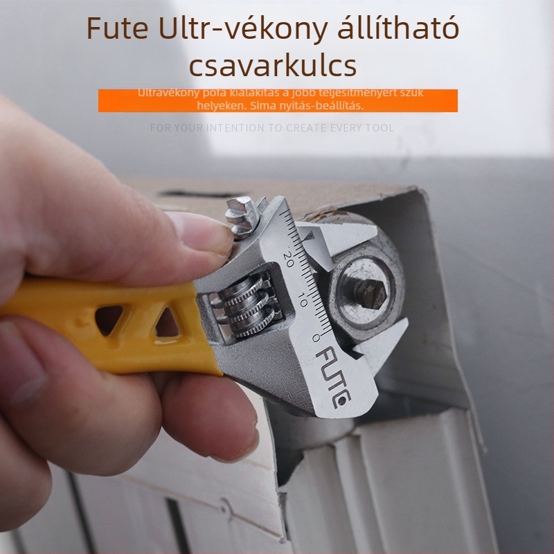 Ipari szintű mini állítható csavarkulcs rövid nyéllel, ultra-szűk nyitású vízvezeték-szereléshez