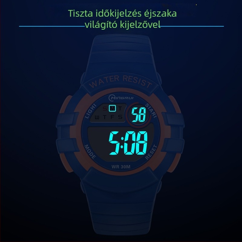 Mingrui színes gyerekóra, digitális kijelző, foszforeszkáló, 30 m vízálló, elektronikus szerkezet MR-8206