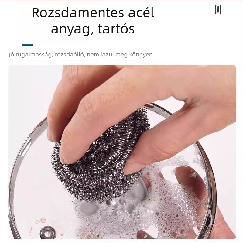 Rozsdamentes acél tisztító gömb edények és fazekak mosására, konyhai drótos súroló