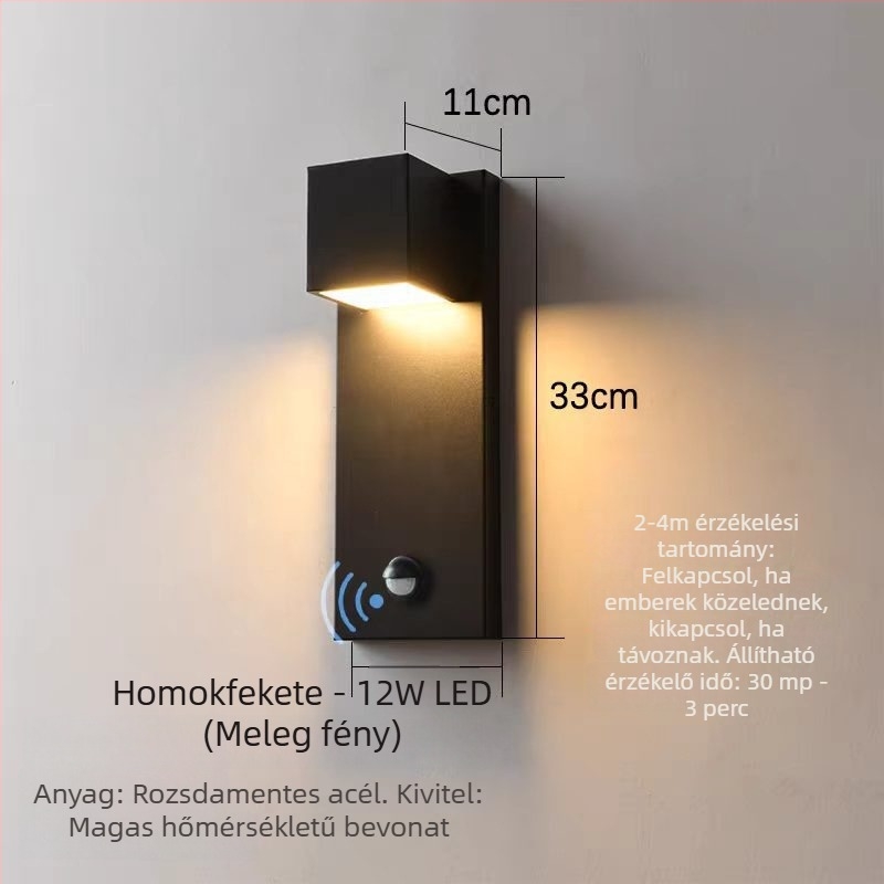 Modern, minimalist külső vízálló falikar folyosóhoz, udvarhoz, külső falhoz és bejárathoz – LED, rozsdamentes acél ház
