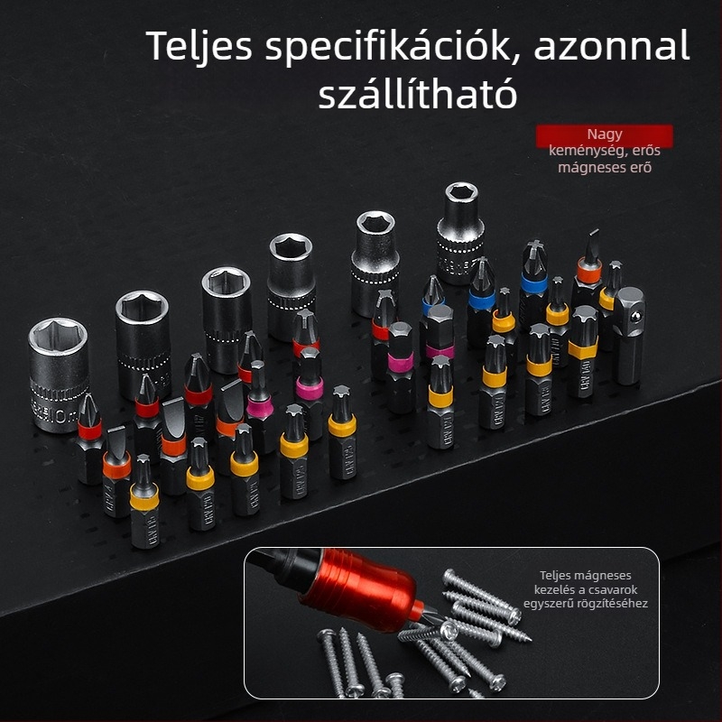 38 részes precíz bit- és fejkészlet mágneses tokban, 6,3 mm, háztartási szerszámkészlet