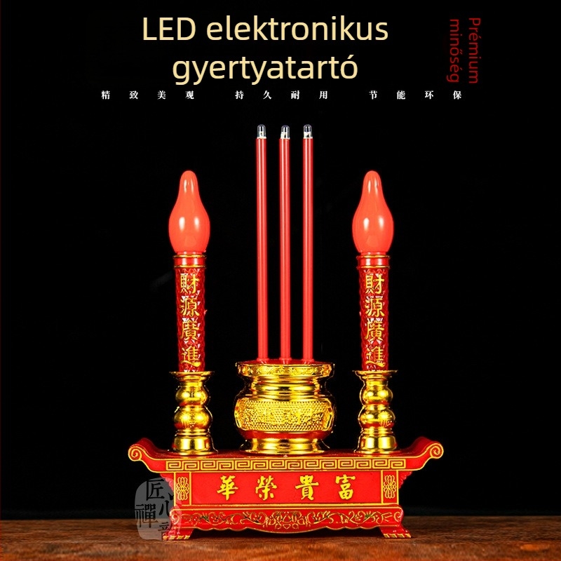 Elektronikus LED Buddha imádság lámpa — hálózatról üzemelő Tealight gyertya tartó otthoni használatra