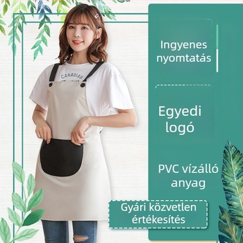 H-típusú pántos kötény, koreai stílus, PVC vízálló, logó nyomtatás, egyedi logó