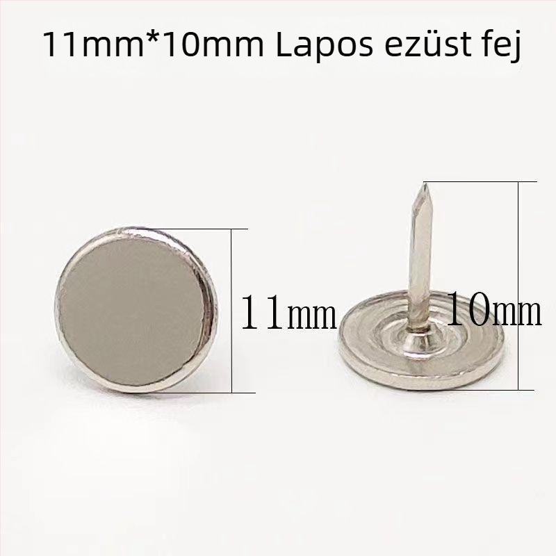 Lapos fejű kerek díszítőszeg bútorokhoz, fához, kárpitozáshoz és ajtófüggönyökhöz