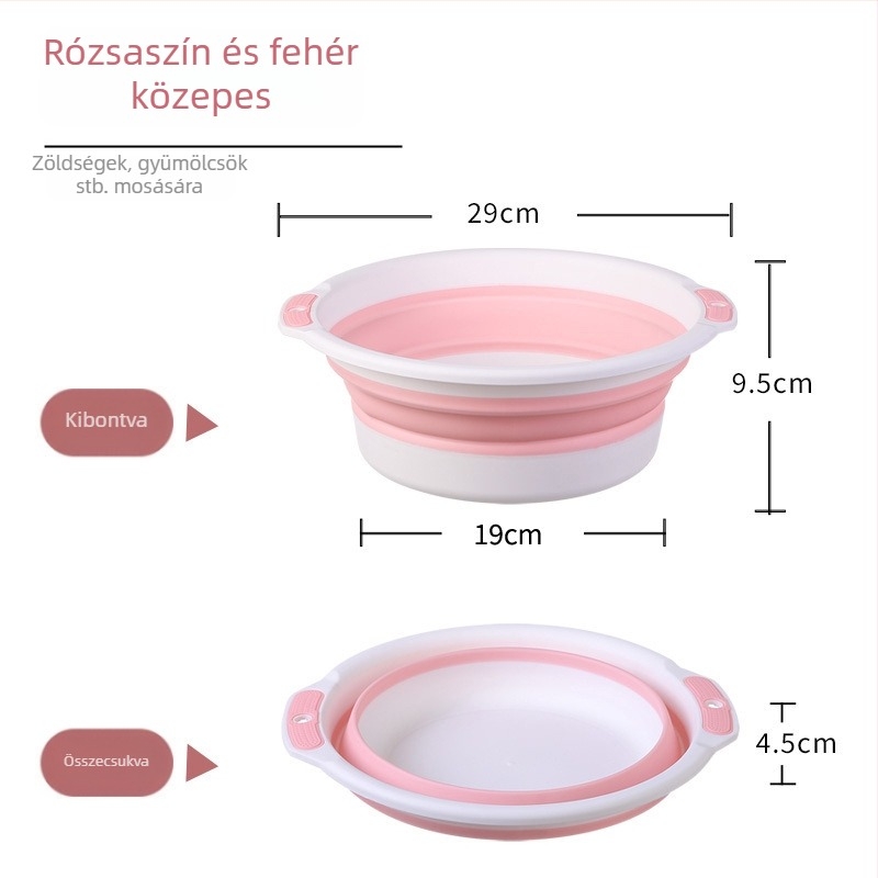 Összecsukható, vastagított mosó- és arcmosó tál, többfunkciós használathoz: arc- és ruhamosásra, babafürdőre, lábfürdőre és konyhai használatra