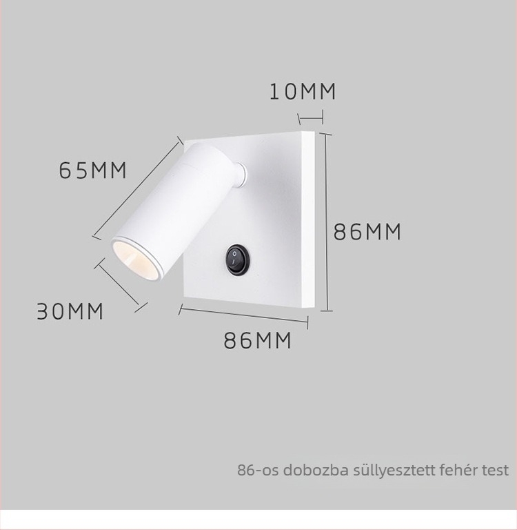 LED olvasólámpa falra, beépített spotfénnyel és kapcsolóval