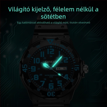 Canext Gyerek sportóra – 30 m vízálló, kvarc, világító számlap, naptár és hétfős kijelző, nyomtatott logó
