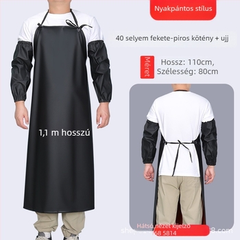 PVC vízálló ujj nélküli kötény készlet, olajálló, folt- és piszokálló, konyha és kantin számára, mosogatáshoz, fekete-piros