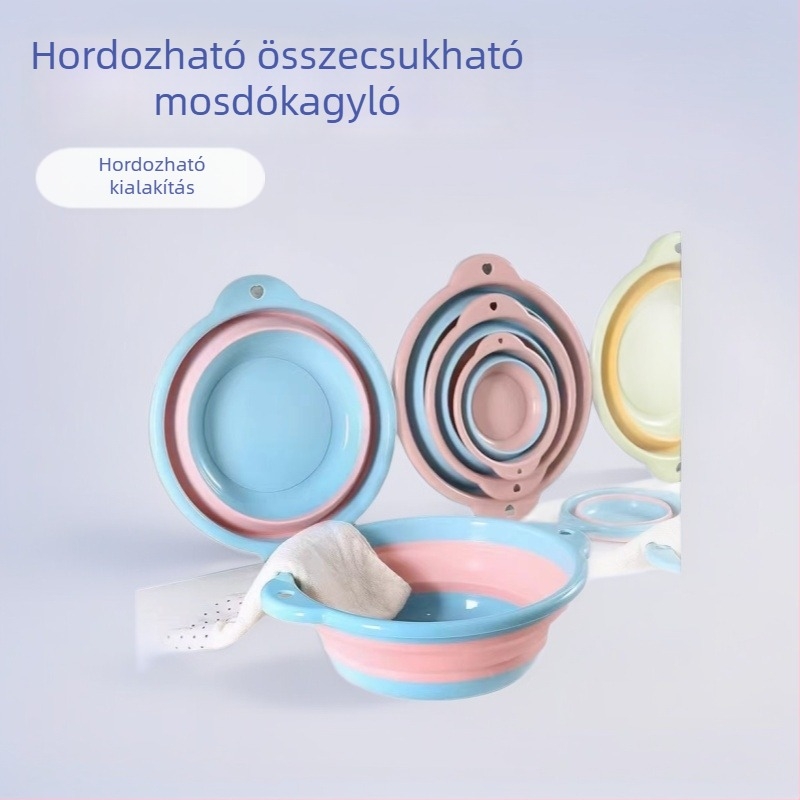 Összecsukható mosdókagyló – nagy méret, otthoni vagy kollégiumi használatra, hordozható, kiterjeszthető utazási mosóedény