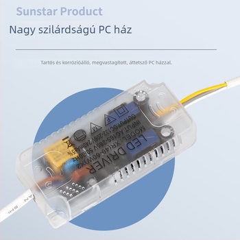 LED mennyezeti lámpa tápegység lépcsőzetes fényerő-szabályozással, távirányítóval, állandó áramú forrással, egyenirányítóval és háromszínű szegmentált ballasttal