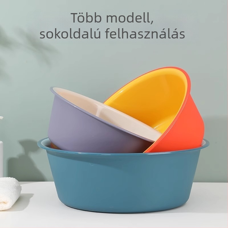 Otthoni használatra készült tartós, vastagfalú műanyag mosótálakészlet — nagy mosótál arcápoláshoz, kis tál, lábáztatótál és ruhatisztító tál