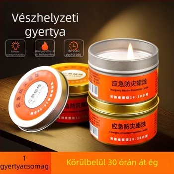 Parafinból készült szélvédett, füstmentes vészvilágítás gyertya otthonra és kültérre; fémdobozos túlélési gyertya