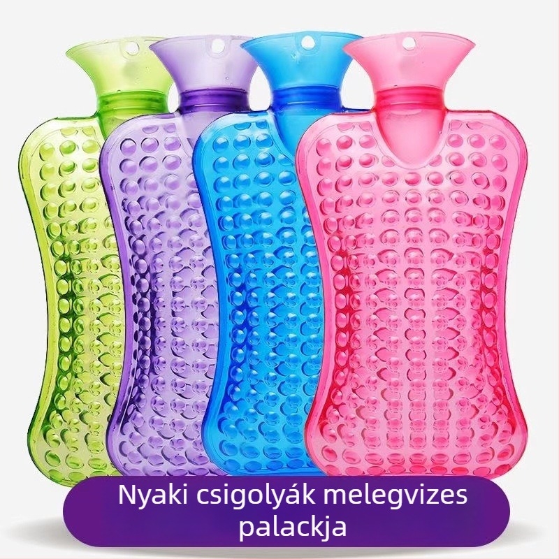 Vízfeltöltéses melegítő palack nyakhoz és vállakhoz, hőkezelés, égés elleni, vastagított kiemelkedő mintázat a has és derék melegítéséhez