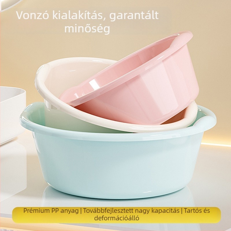 Nagy kapacitású műanyag mosdótál, vastag és tartós, otthoni fürdőszobához, arc- és ruhamosáshoz