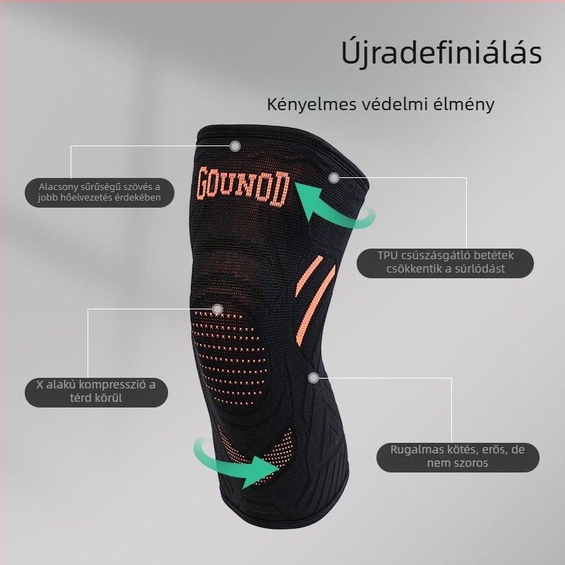 GOUNOD Kompressziós térdvédő szilikon csúszásmentes felülettel, badmintonhoz, futáshoz és edzéshez