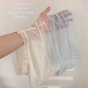 Női Ice Silk alsónemű, varrat nélküli, ultra vékony, lélegző, gyorsan száradó, antibakteriális, pamut ágyékkal, középmagas derekú