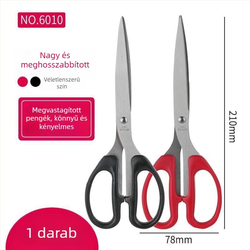 Deli 0603 Olló irodai és otthoni használatra, diákoknak kézműves vágáshoz és papírvágáshoz, 170 mm, rozsdamentes acél
