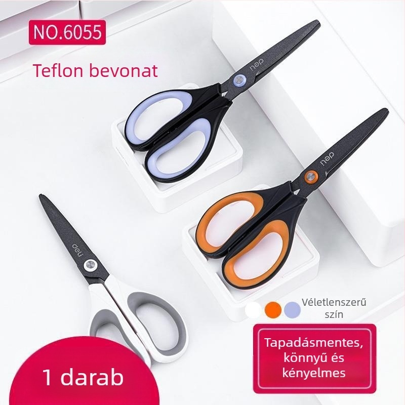 Deli 0603 Olló irodai és otthoni használatra, diákoknak kézműves vágáshoz és papírvágáshoz, 170 mm, rozsdamentes acél