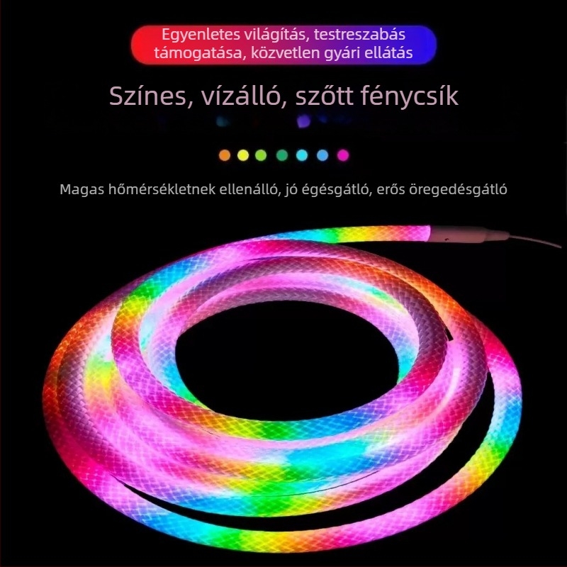 RGB színváltós rugalmas LED-szalag autóversenyekhez és esport dekorációhoz, alkalmazásvezérlés, USB neonfény