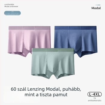 Férfiak számára készült Modal bokseralsó, középmagasságú, légáteresztő, antibakteriális, 60 darab, varrat nélküli, egyszínű
