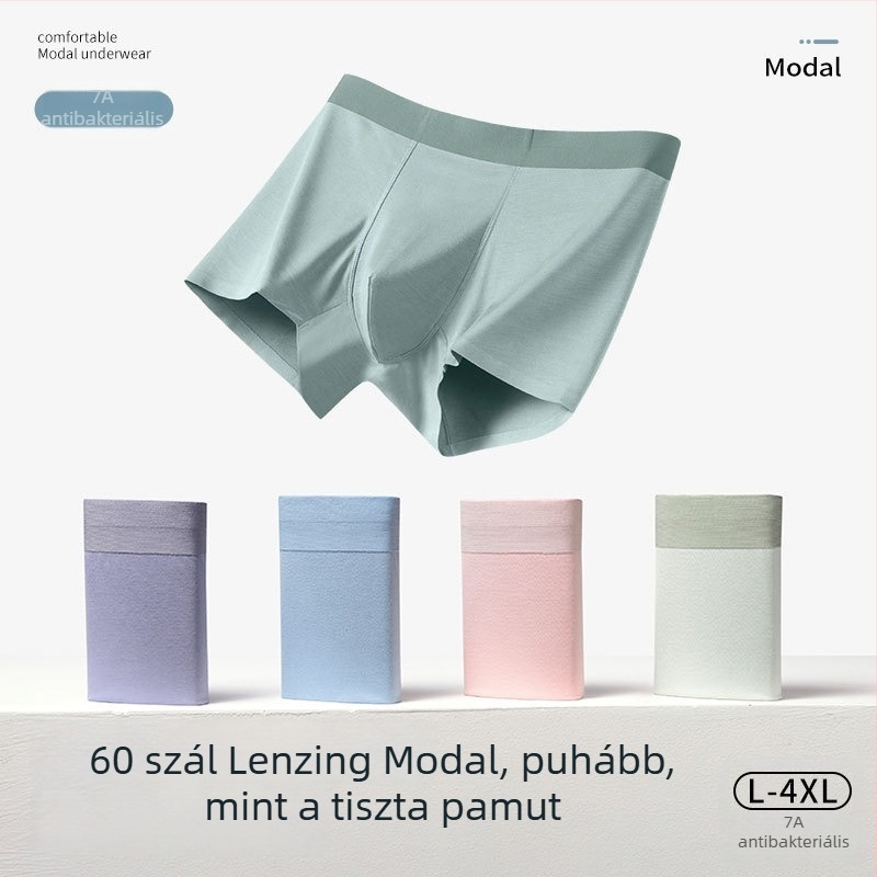 Férfiak számára készült Modal bokseralsó, középmagasságú, légáteresztő, antibakteriális, 60 darab, varrat nélküli, egyszínű