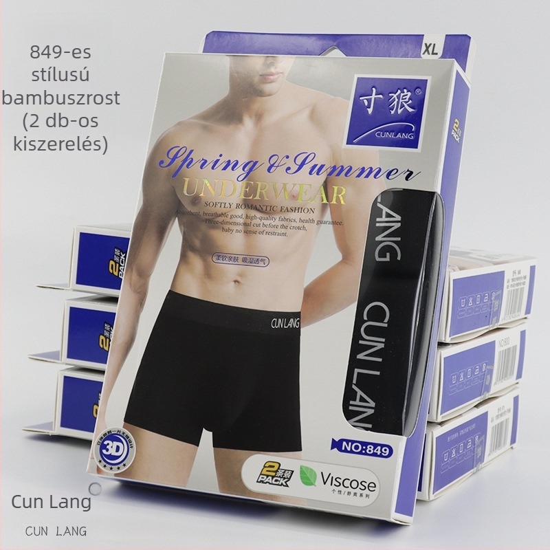 2 pár férfi modal pamut boxeralsó, lélegző, középmagas derekú, dobozos csomagolás