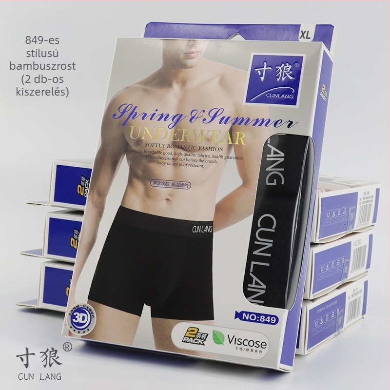 2 pár férfi modal pamut boxeralsó, lélegző, középmagas derekú, dobozos csomagolás