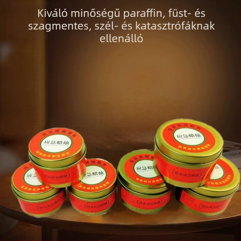 Füstmentes vészhelyzeti gyertya fémdobozban, otthoni és kültéri használatra, szélálló, túlélési