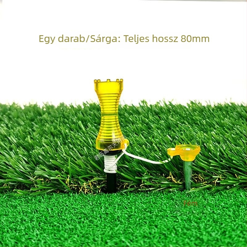 Golf tee levegőlabdához, ellenállás nélküli kialakítás, tartó a labdához és szeg, fém-plasztik kivitel, két méret, három szín