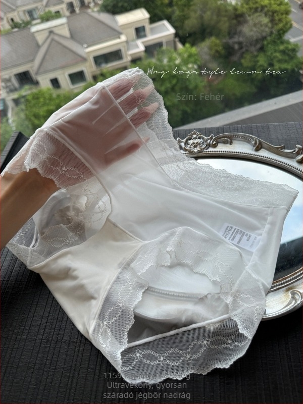 Női Ice Silk alsó, középszintű derék, ultra vékony, lélegző, csipkés, Modal bélés, hosszított szeméremrész