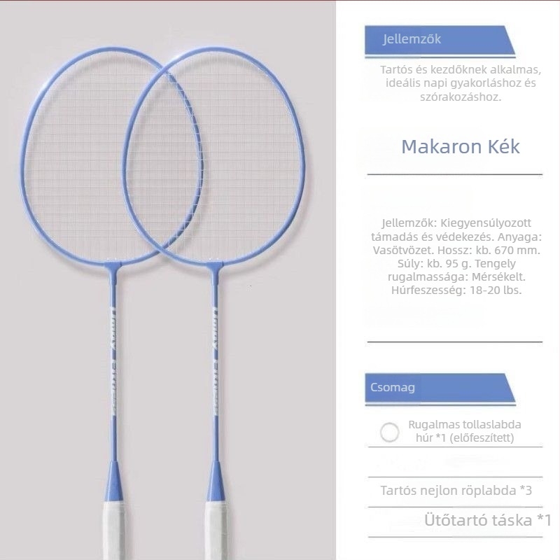 Két bádmintonütő edzésre, ultra-könnyű, professzionális minőségű, felnőtteknek és diákoknak