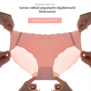 Lányoknak szánt jégselyem alsónemű hullámos szegéllyel, alacsony derék, varrat nélküli, egyszínű, antibakteriális, pamut bélés