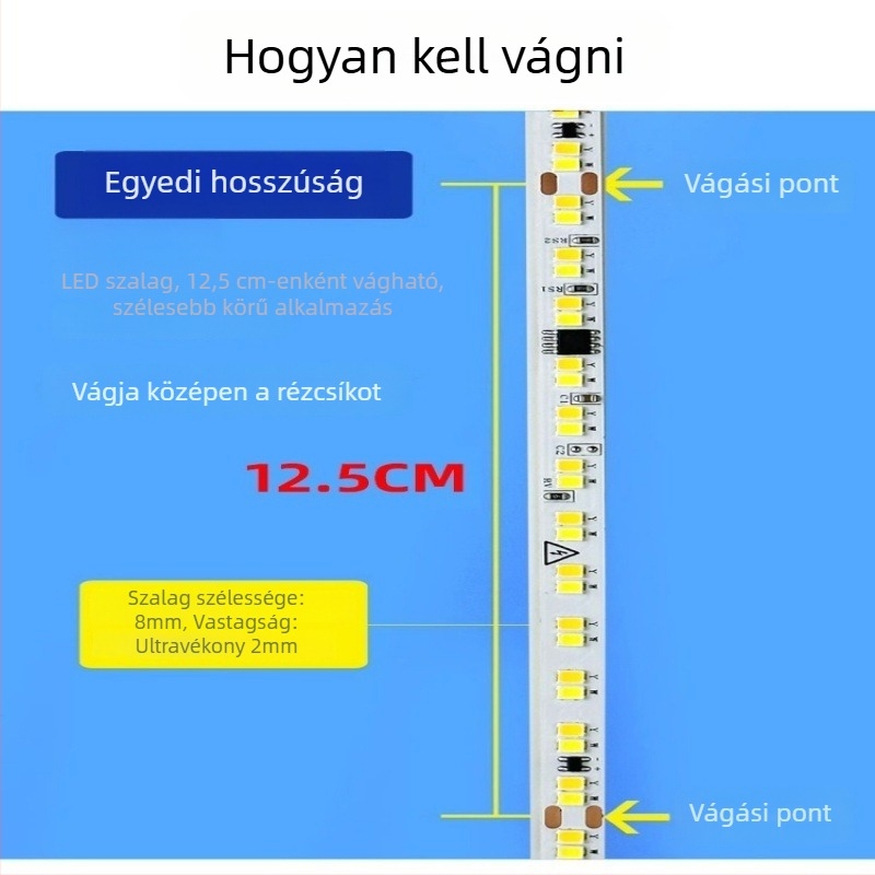 220V-os háromszínű LED-szalag csupasz panelra ragasztva, meghajtó nélkül, beltéri hangulatos világítás