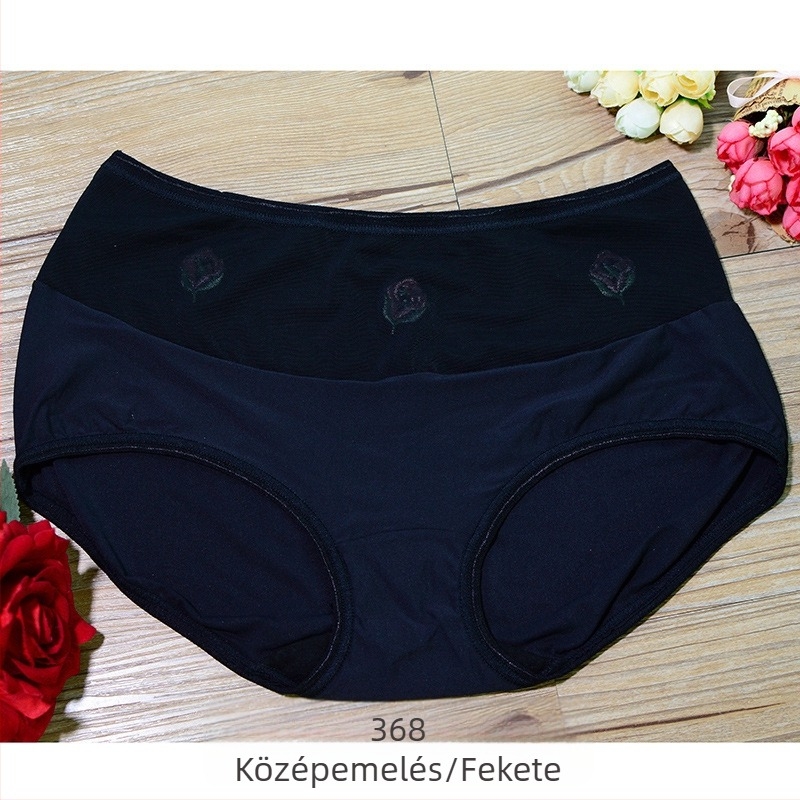 Női modal seamless bugyi, középső derék, fenékemelés, Ice Silk anyag, plusz méret, pamut alátét