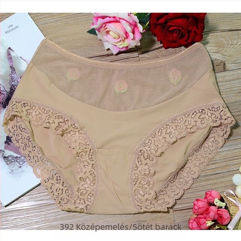Női modal seamless bugyi, középső derék, fenékemelés, Ice Silk anyag, plusz méret, pamut alátét