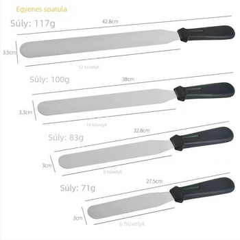 Rozsdamentes acélból készült, dupla fejű spatula tortákhoz – egyengetéshez és demoldoláshoz, krém spatula és sütőeszköz