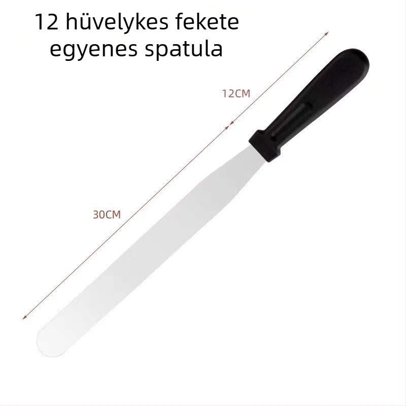 Rozsdamentes acélból készült, dupla fejű spatula tortákhoz – egyengetéshez és demoldoláshoz, krém spatula és sütőeszköz