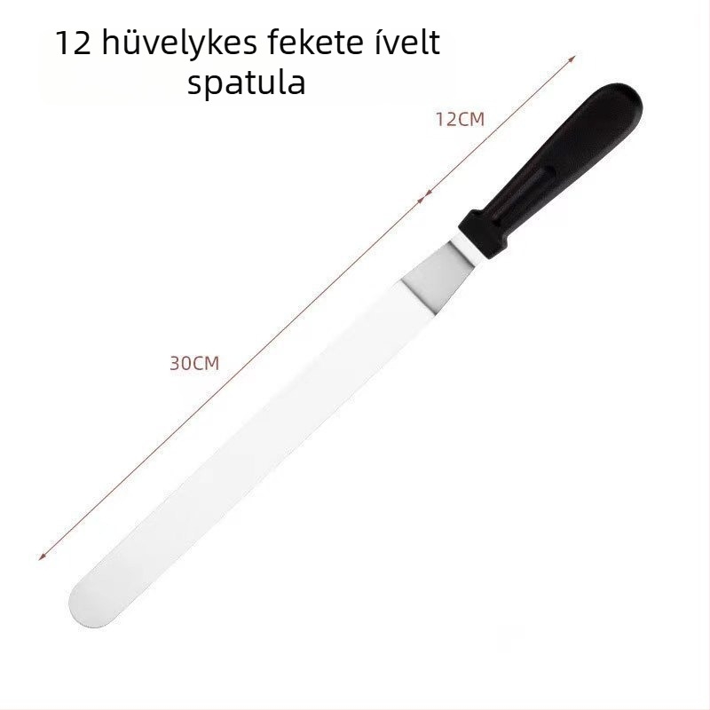 Rozsdamentes acélból készült, dupla fejű spatula tortákhoz – egyengetéshez és demoldoláshoz, krém spatula és sütőeszköz