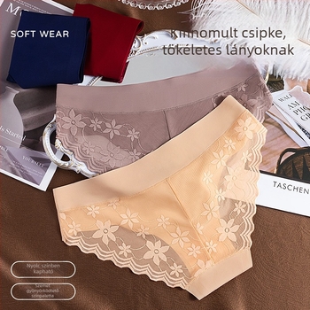 Női egyrészes, varrat nélküli ice silk fehérnemű középmagas derekú, csipkés, könnyű és lélegző, hálós mintázat