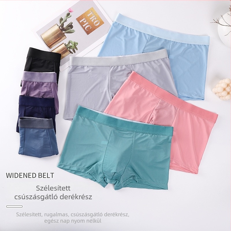 Férfi Ice Silk grafén antibakteriális boxer briefek, középmagas derekú, könnyűek és lélegzők