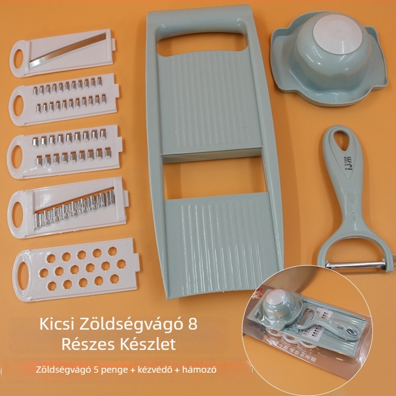Multifunkcionális zöldségvágó rozsdamentes acél reszelővel és cserélhető pengékkel