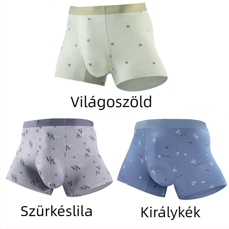 Sima varrás nélküli modal férfi boxeralsó, hűs érzet, középmagasságú, mintás