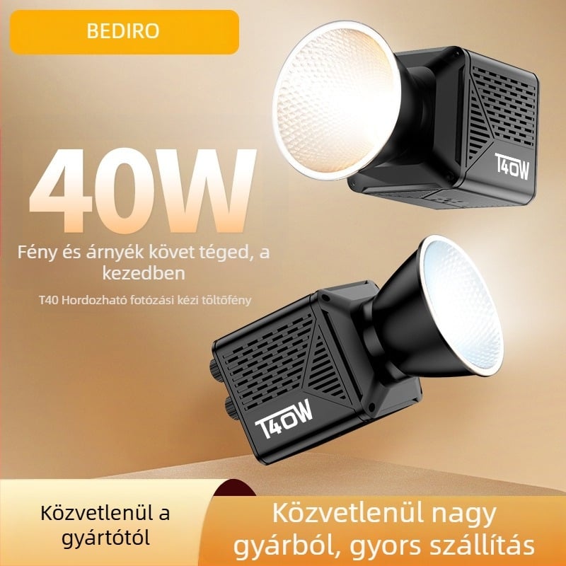 Beidi T40 40W COB fotózó fény, állítható színhőmérséklet 2700K–6500K, professzionális élő közvetítéshez és portré videókhoz