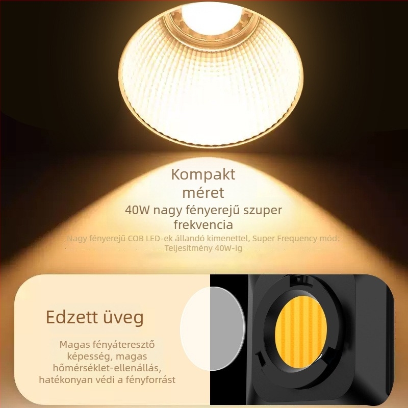 Beidi T40 40W COB fotózó fény, állítható színhőmérséklet 2700K–6500K, professzionális élő közvetítéshez és portré videókhoz