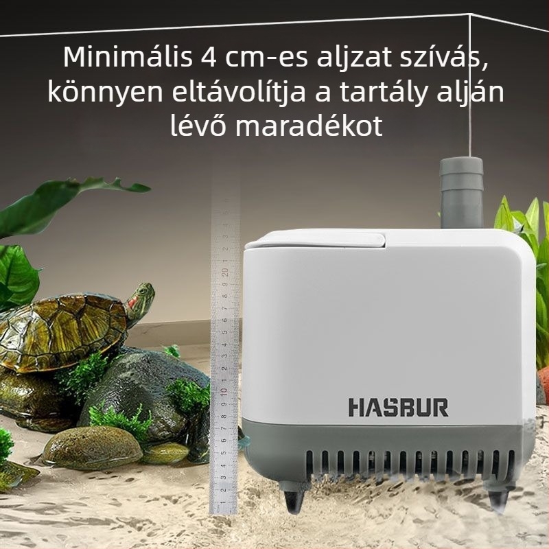 Akvarisztikai merülő pumpa alsó szívóval, nagy áramlású, szűrés és keringés, csendes vízcsere pumpa